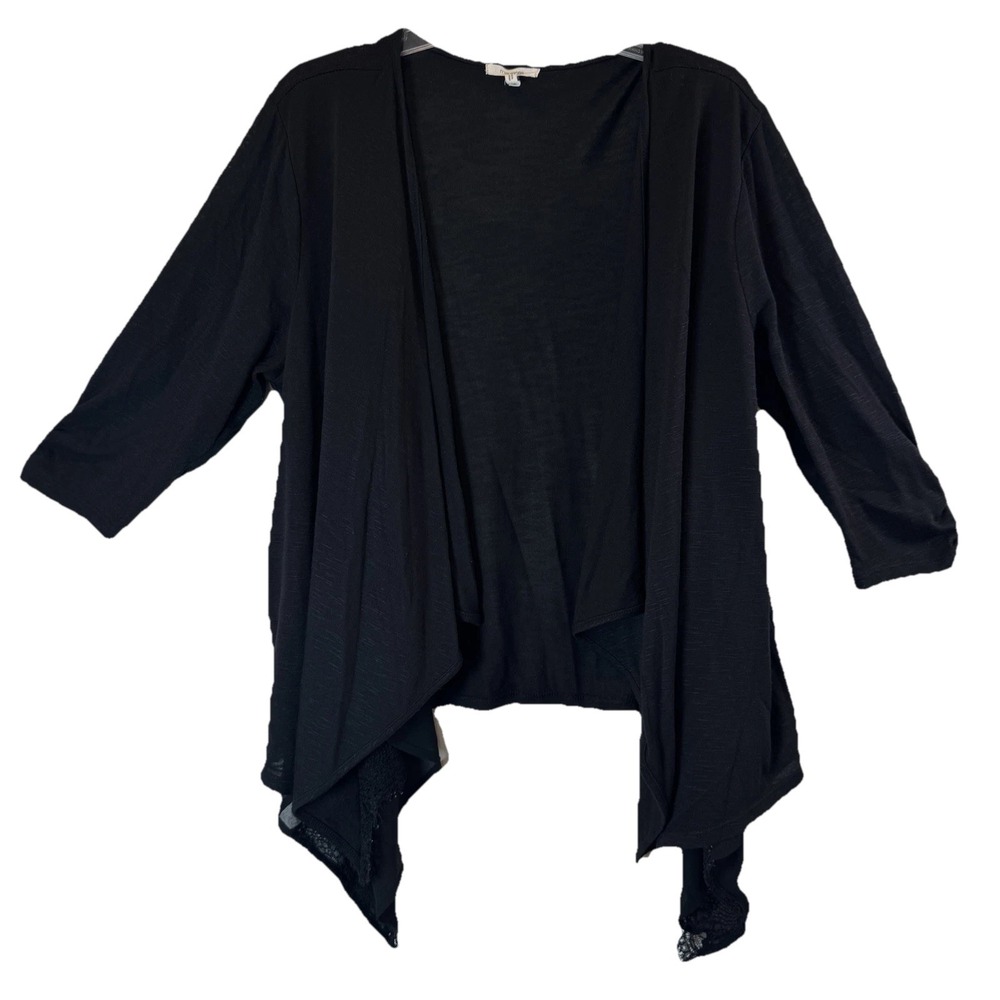 Maurices Black Cardigan Open‎ Front Short Sleeve Knit Top Lightweight Sz 2 - 2XL